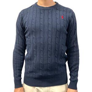 NWT Polo Ralph Lauren Men’s Cable Knit Sweater Crewneck Long Sleeve Navy Size 2X